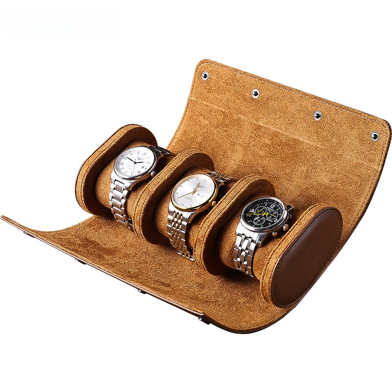 Stornfield | 3-Slot Vintage Leather Men's Watch Case for Travel