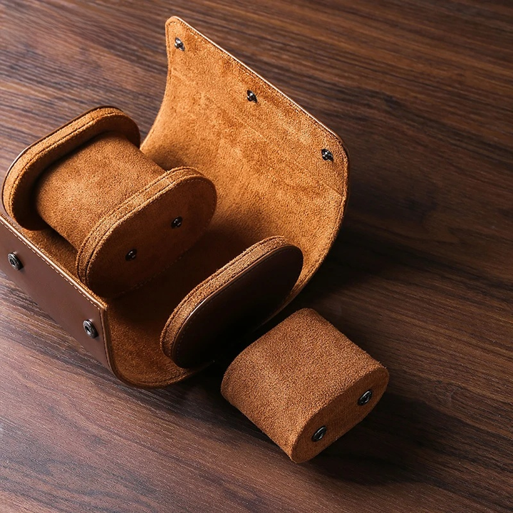 Stornfield | 3-Slot Vintage Leather Men's Watch Case for Travel