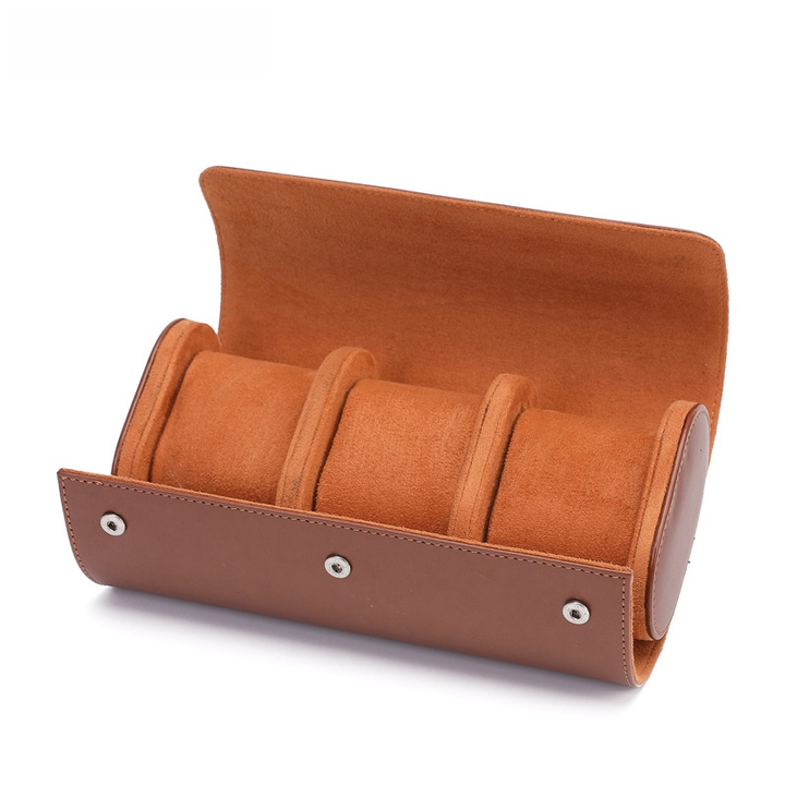 Stornfield | 3-Slot Vintage Leather Men's Watch Case for Travel
