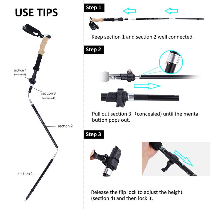 Collapsible Ultralight Telescopic Hiking Stick | Stornfield