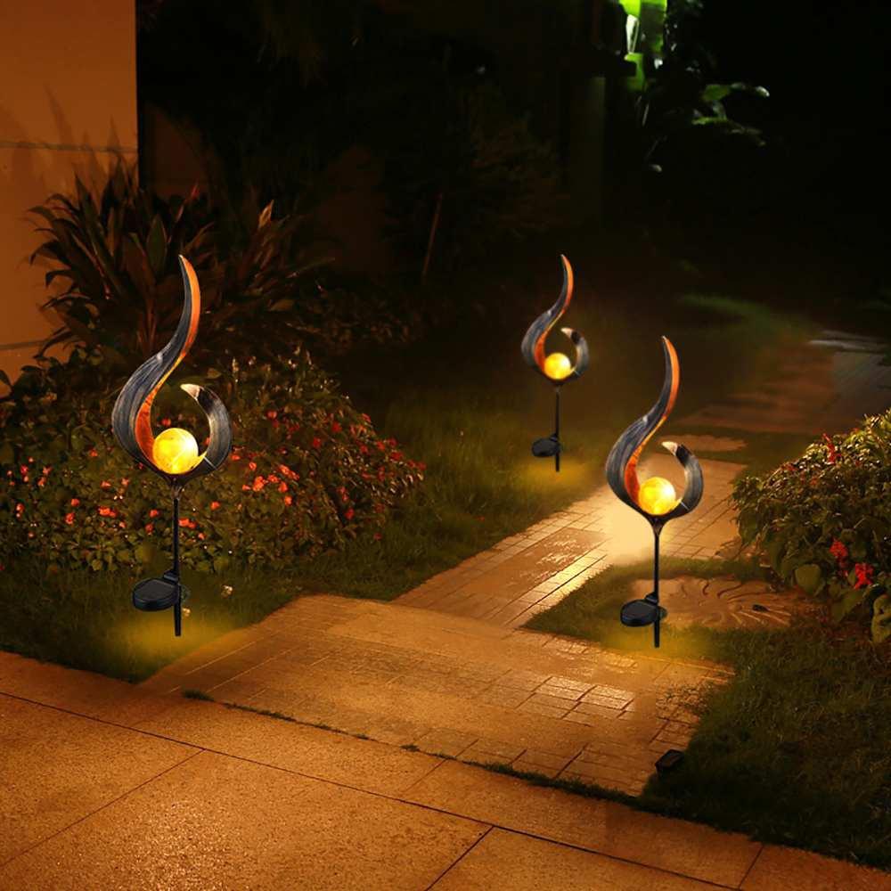 Stornfield | IgnisLuxe Lampe de Jardin LED avec Aspect Flamme Artificielle | Alimentée par Solaire | Éclairage d'Ambiance d'Extérieur | Décor pour Jardin et Terrasse
