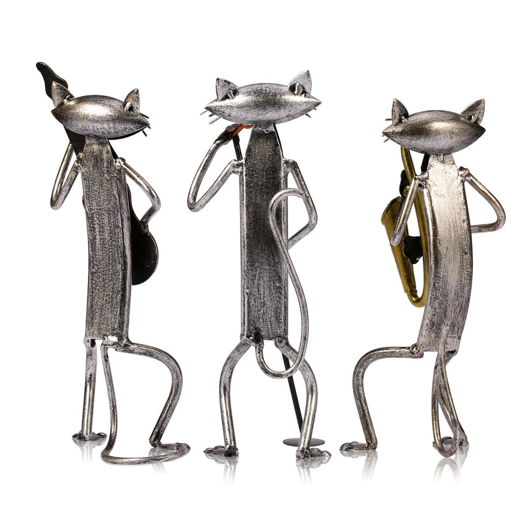 3 Mini Musician Cats Modern Sculpture | Stornfield