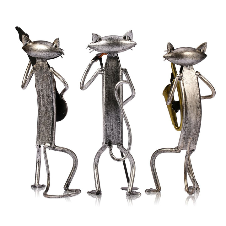 3 Mini Musician Cats Modern Sculpture | Stornfield