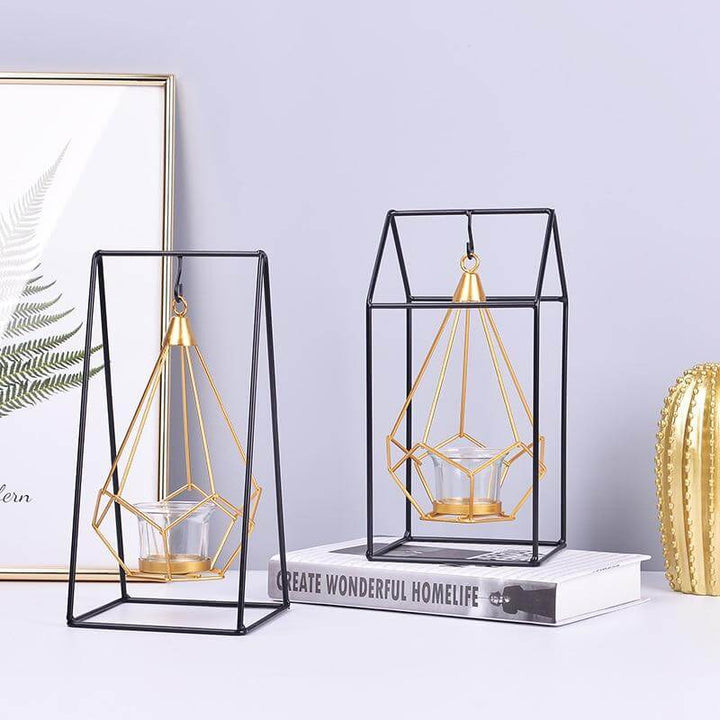 Nordic Gold Geometric Metal Candle Holder | Stornfield