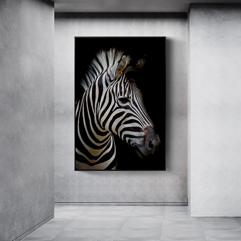 Stornfield | Wild Animals Africa Wildlife Black White - Canvas Wall Decor Painting