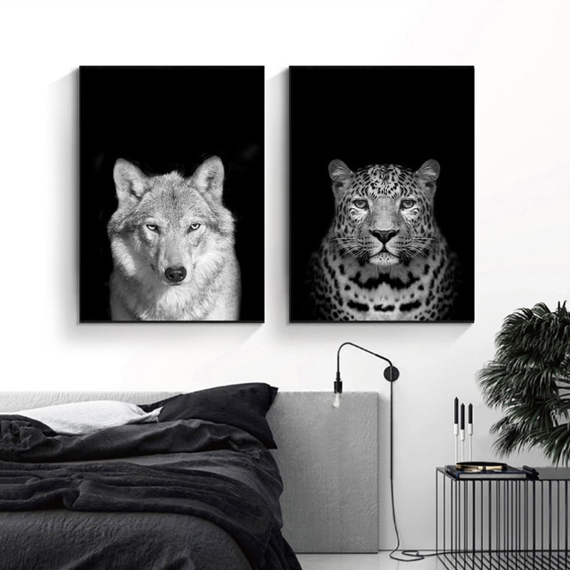 Stornfield | Wild Animals Africa Wildlife Black White - Canvas Wall Decor Painting
