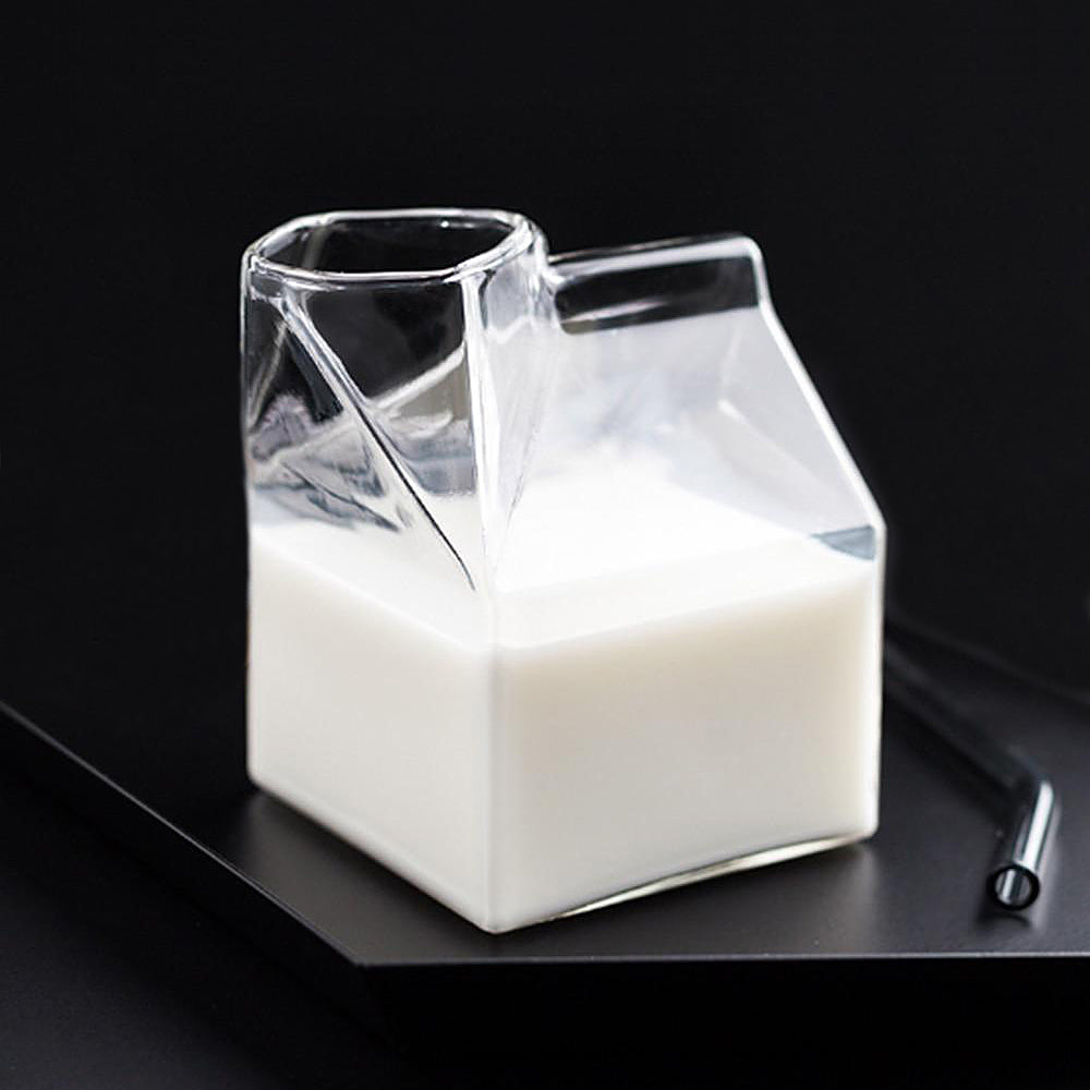 Glass Milk Carton Jug – 350ml Modern Borosilicate Pitcher | Stornfield