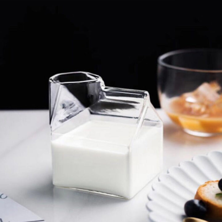 Glass Milk Carton Jug – 350ml Modern Borosilicate Pitcher | Stornfield