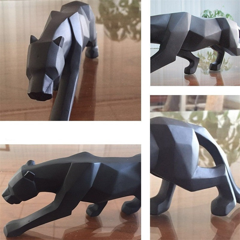 Stornfield | Modern Geometric Black Panther Resin Sculpture
