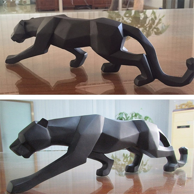 Stornfield | Modern Geometric Black Panther Resin Sculpture
