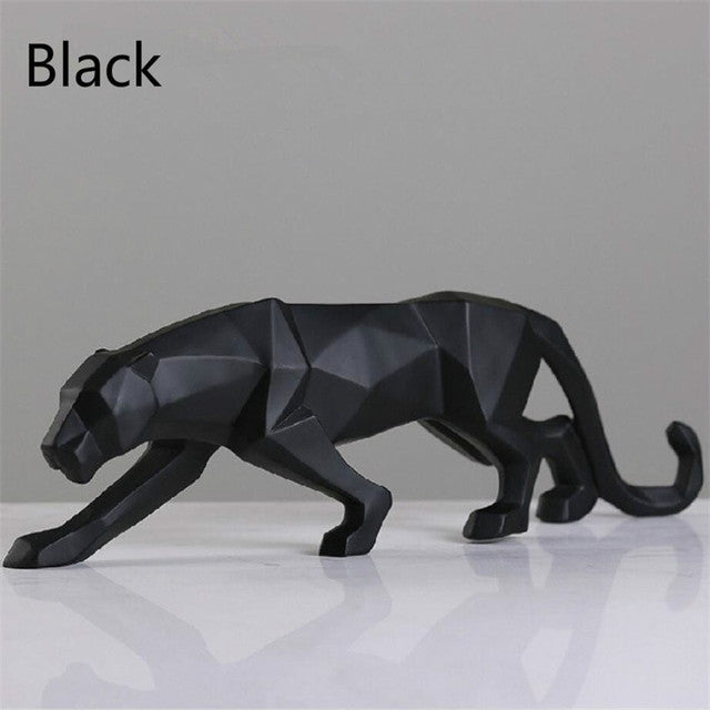 Stornfield | Modern Geometric Black Panther Resin Sculpture