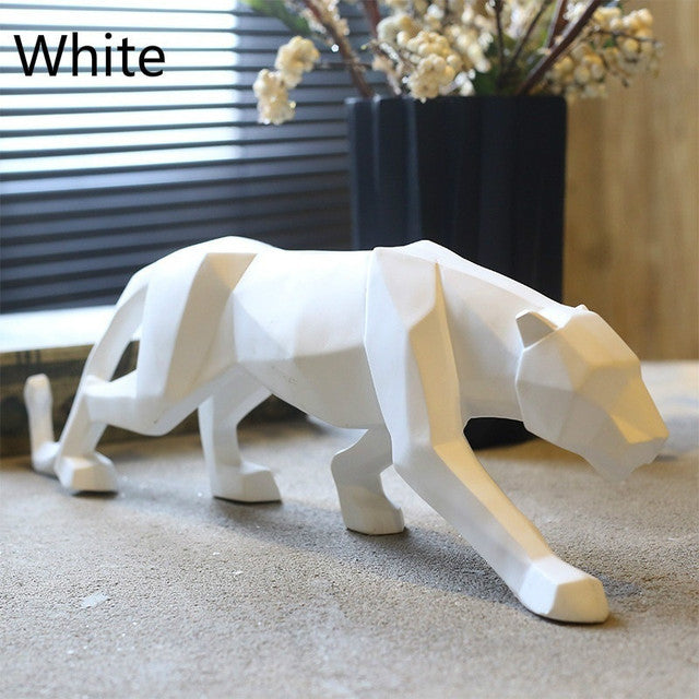 Stornfield | Modern Geometric Black Panther Resin Sculpture