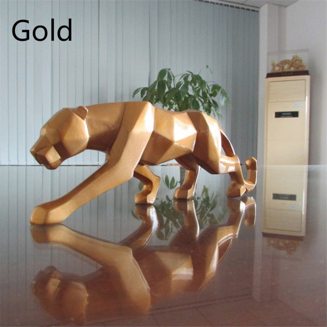 Stornfield | Modern Geometric Black Panther Resin Sculpture