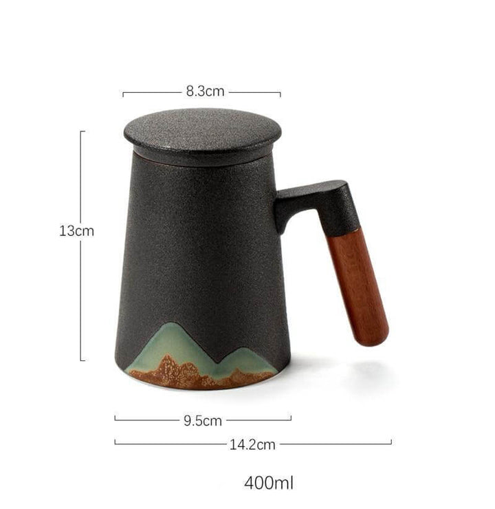 Mountain Art Ceramic Tea Mugs With Filter | Stonrfield