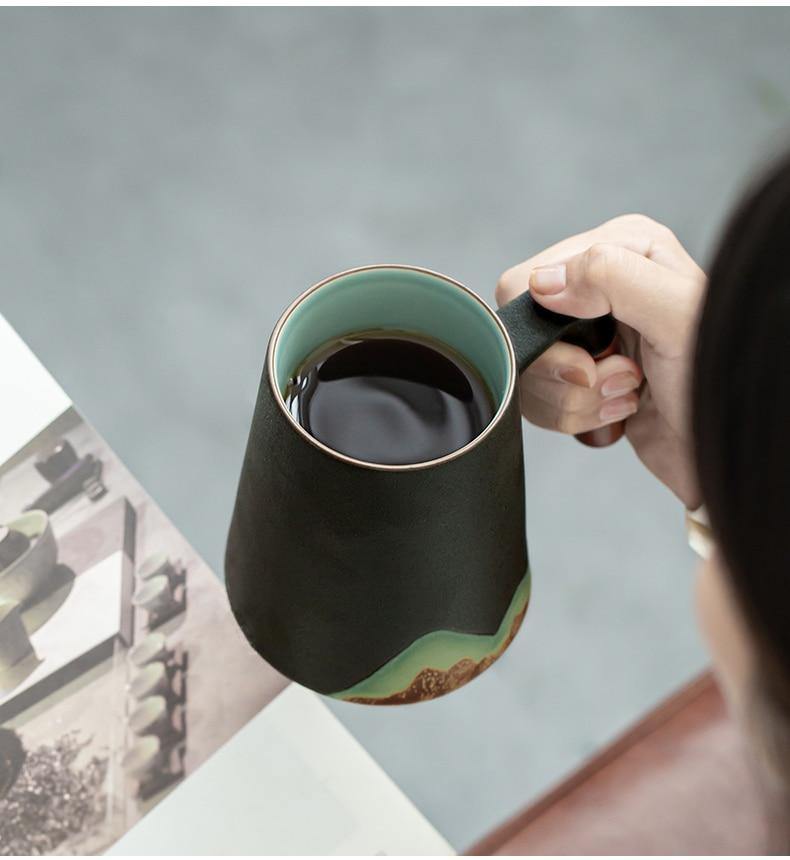 Mountain Art Ceramic Tea Mugs With Filter | Stonrfield