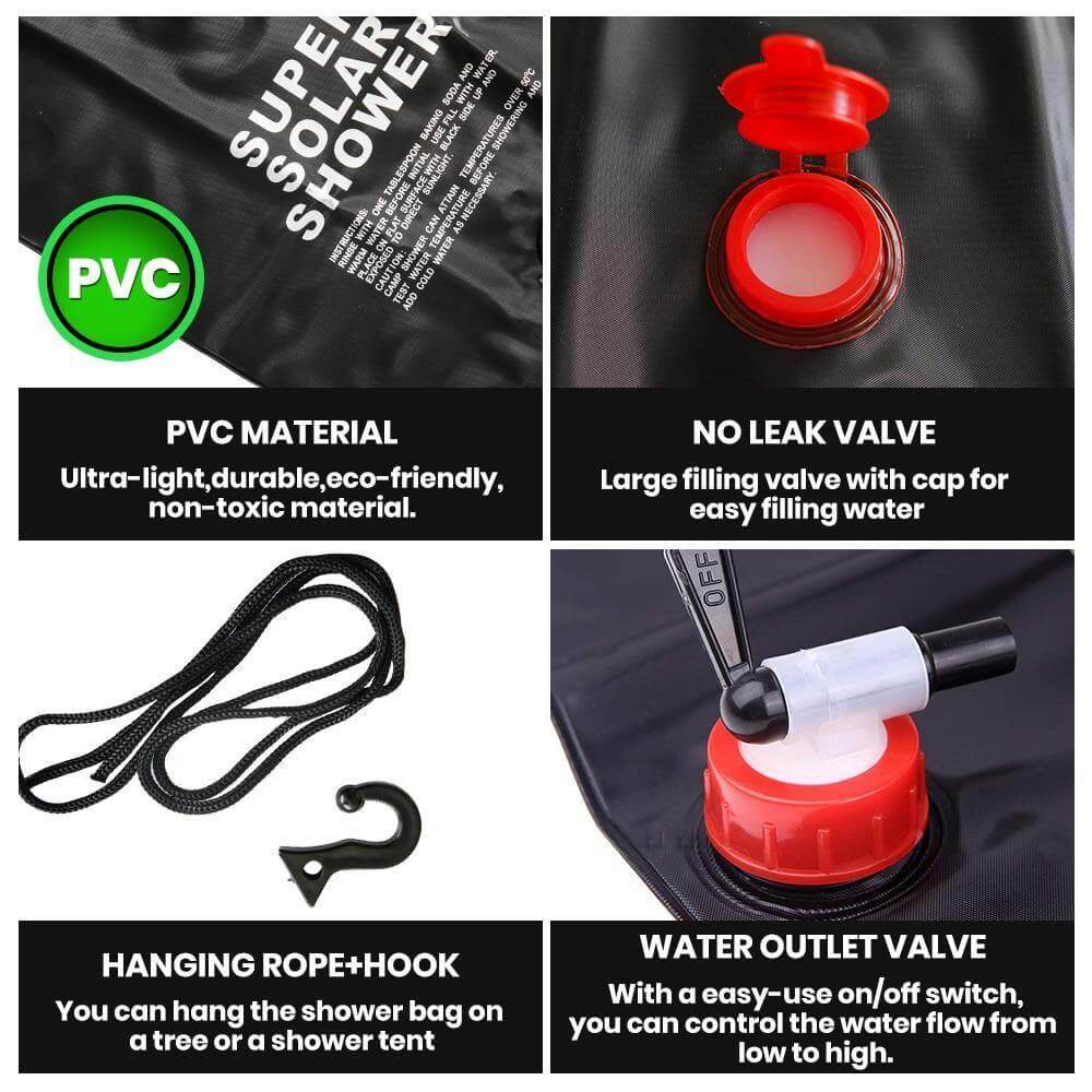 Portable Solar Heated Camping Shower Bag | Stornfield