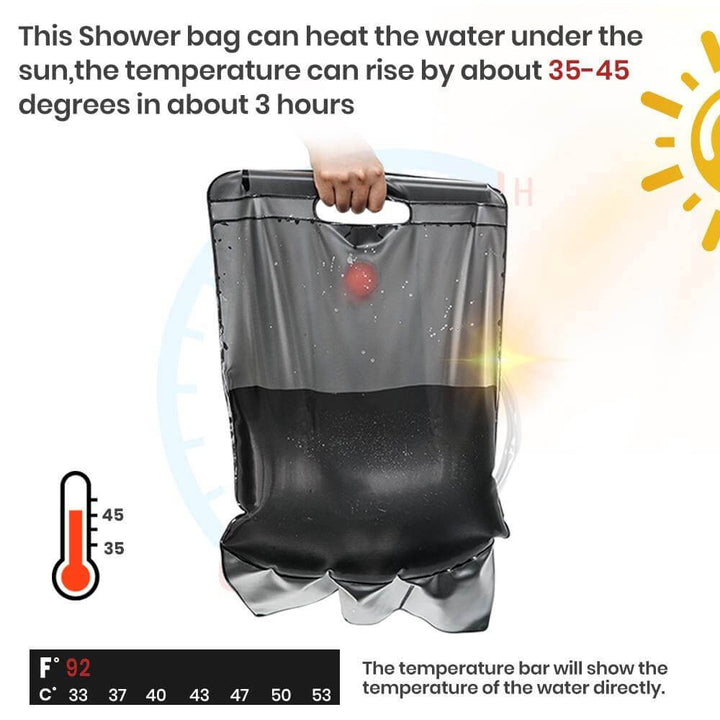 Portable Solar Heated Camping Shower Bag | Stornfield