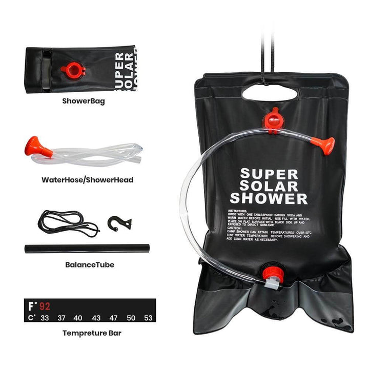 Portable Solar Heated Camping Shower Bag | Stornfield
