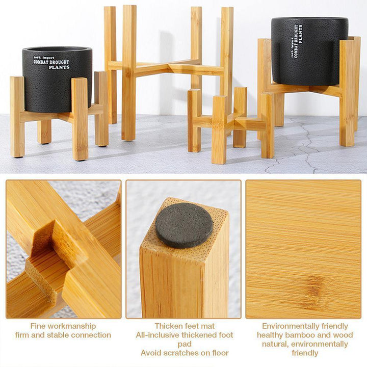 Stornfield | BambooElevate Bamboo Wood Plant Stand | Adjustable and Stable | Perfect for Indoors