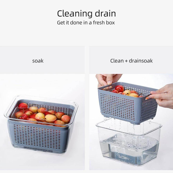Stornfield | Boîte d'organisateur de drainage de réfrigérateur multifonctionnelle pour légumes et fruits avec couvercle