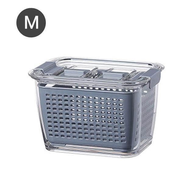 Stornfield | Boîte d'organisateur de drainage de réfrigérateur multifonctionnelle pour légumes et fruits avec couvercle