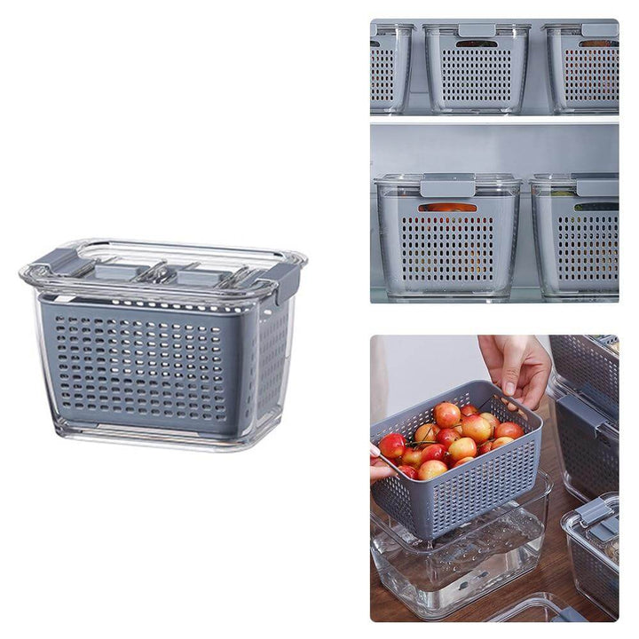 Stornfield | Boîte d'organisateur de drainage de réfrigérateur multifonctionnelle pour légumes et fruits avec couvercle