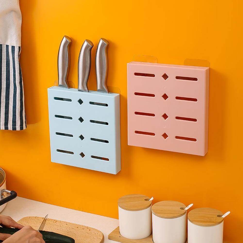 2PCS Square Pastel Mavi Wall-Mounted Knife Organizer | Stornfield