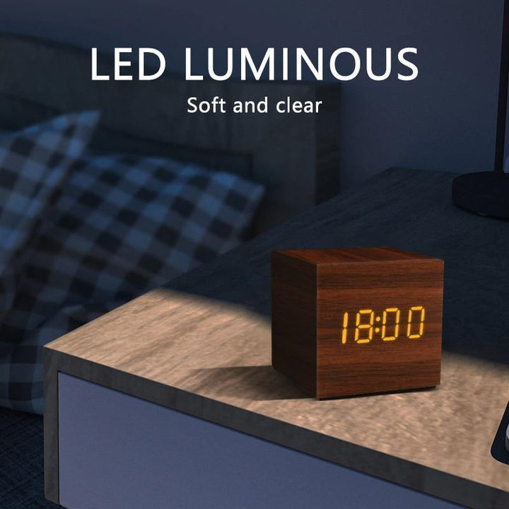 Stornfield | Wooden Cube LED Alarm Clock