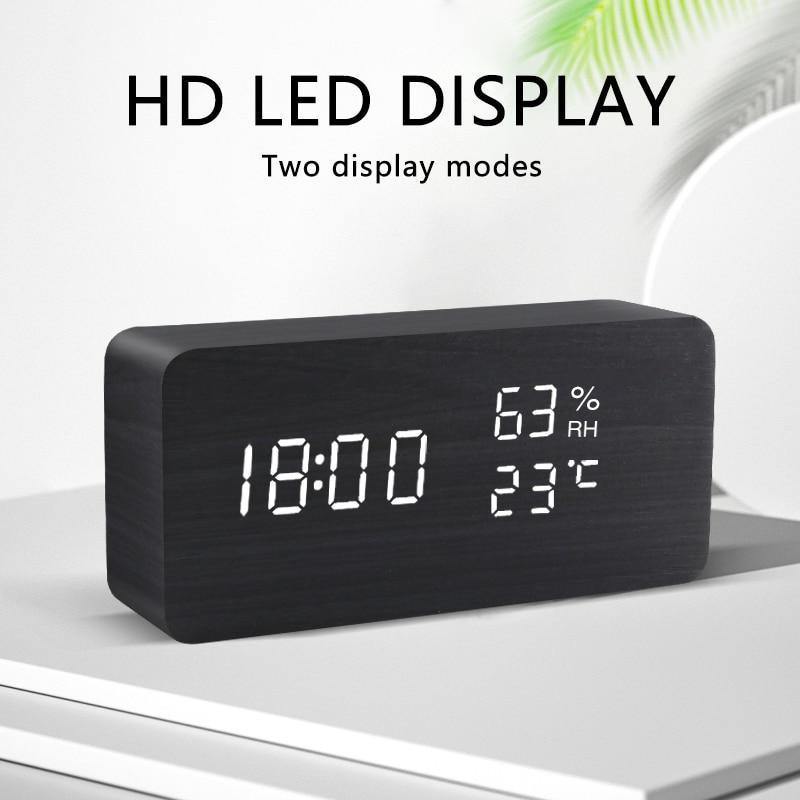 Stornfield | Wooden Cube LED Alarm Clock