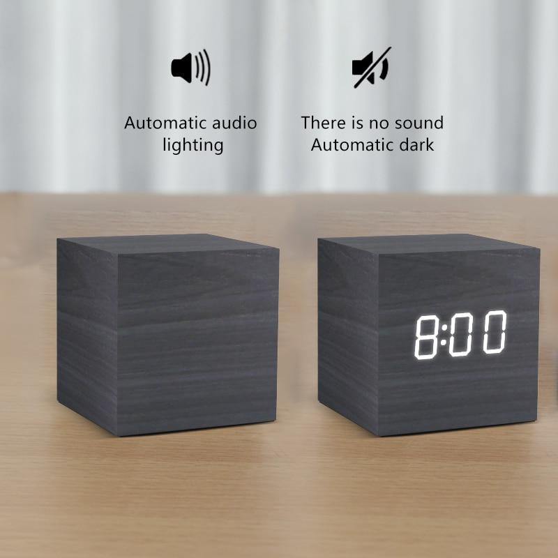 Stornfield | Wooden Cube LED Alarm Clock