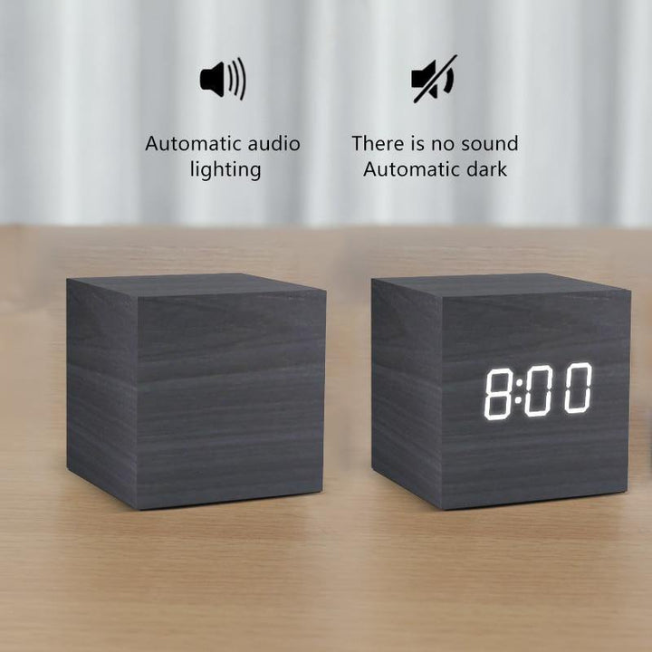 Stornfield | Wooden Cube LED Alarm Clock