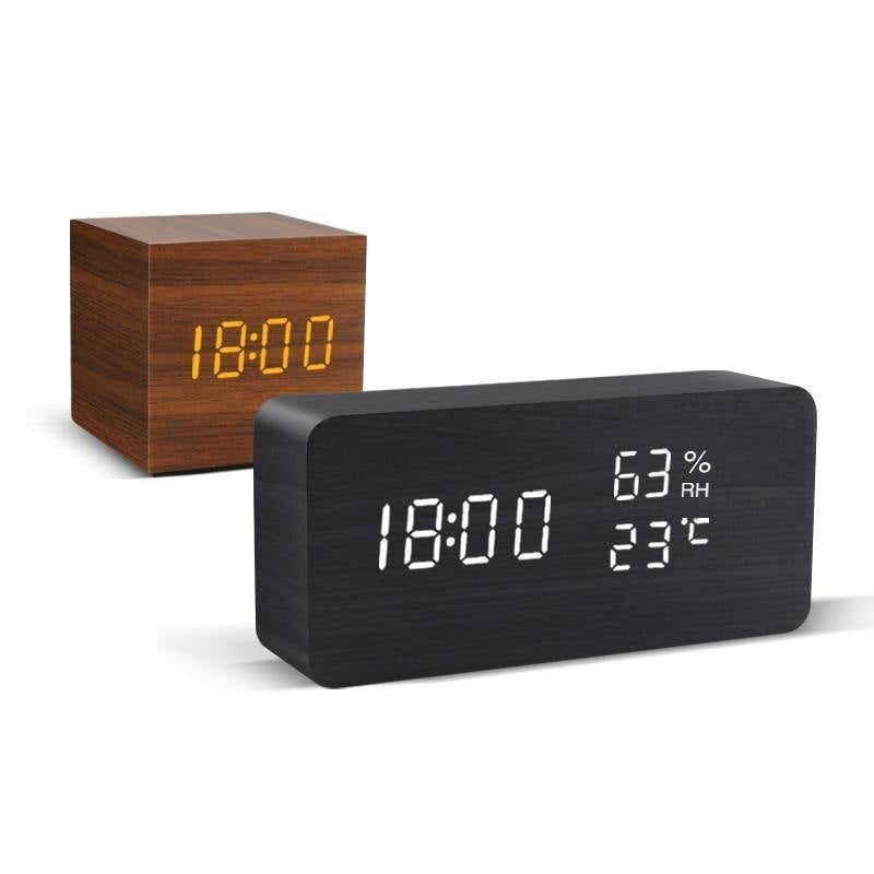 Stornfield | Wooden Cube LED Alarm Clock