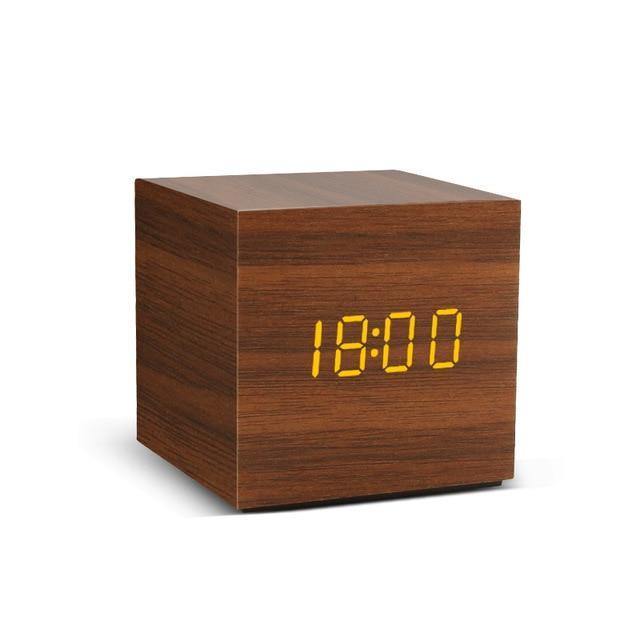 Stornfield | Wooden Cube LED Alarm Clock