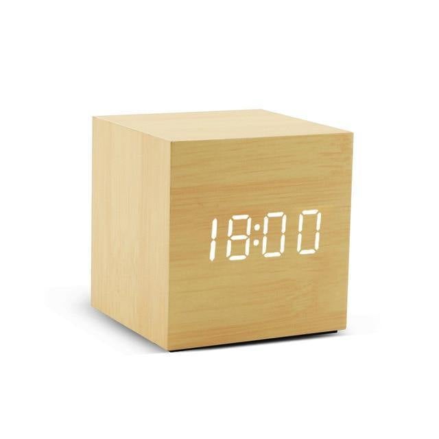 Stornfield | Wooden Cube LED Alarm Clock