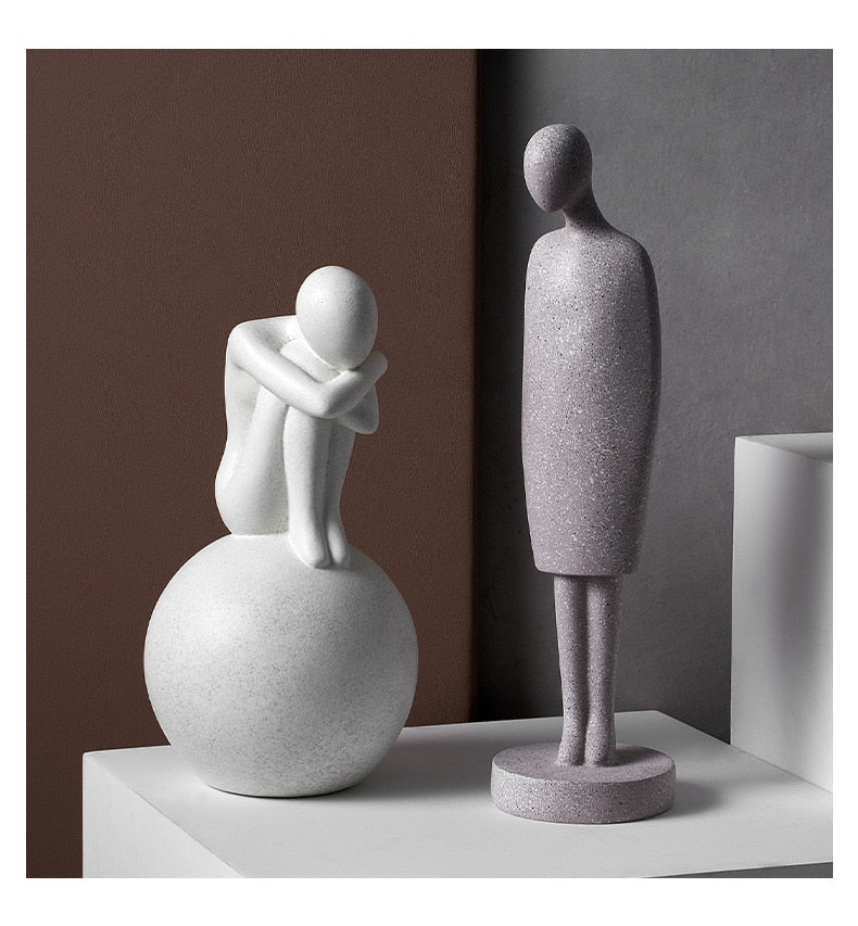 Nordic Abstract Thinker Resin Statue Sculpture | Stornfield