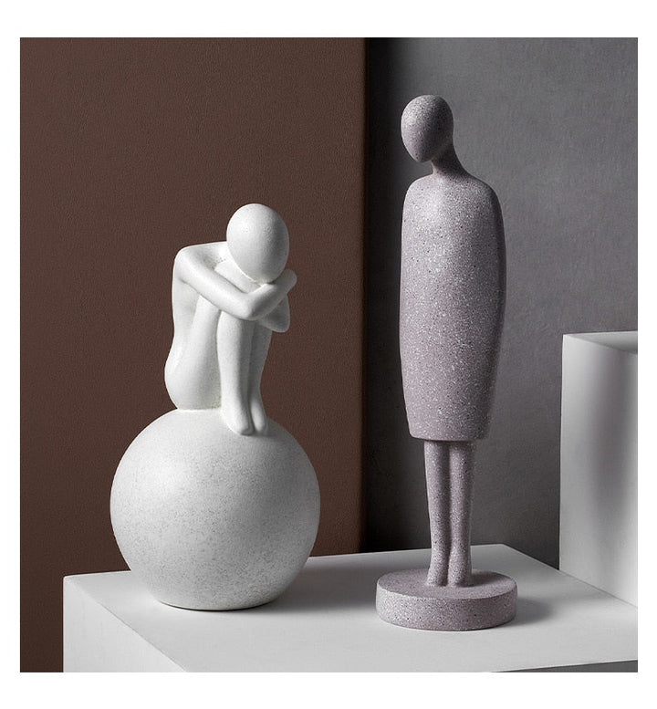 Nordic Abstract Thinker Resin Statue Sculpture | Stornfield