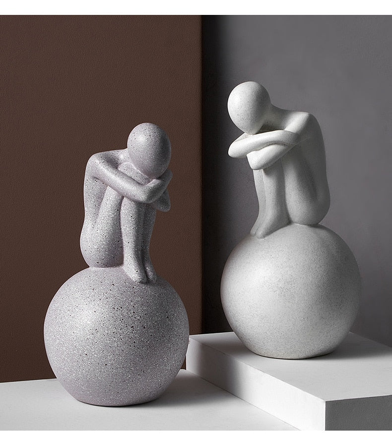 Nordic Abstract Thinker Resin Statue Sculpture | Stornfield