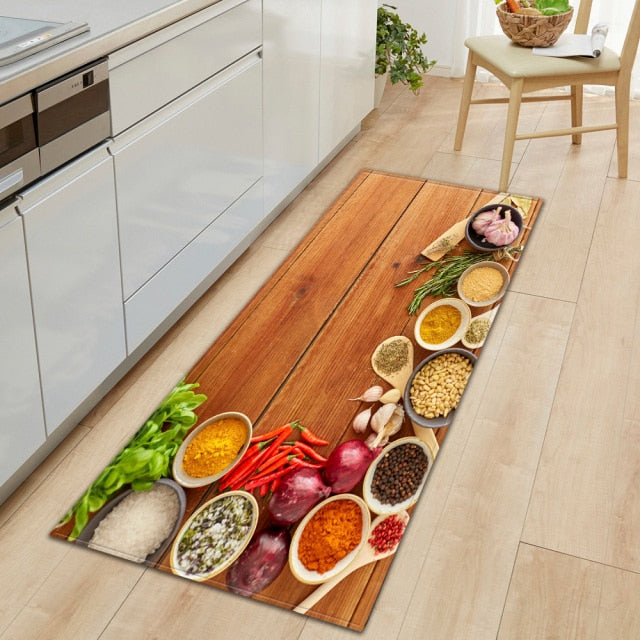 Stornfield | CookEase Food Theme Kitchen Mat | Non-Slip & Water Resistant | Comfort Mat for Kitchen & Home