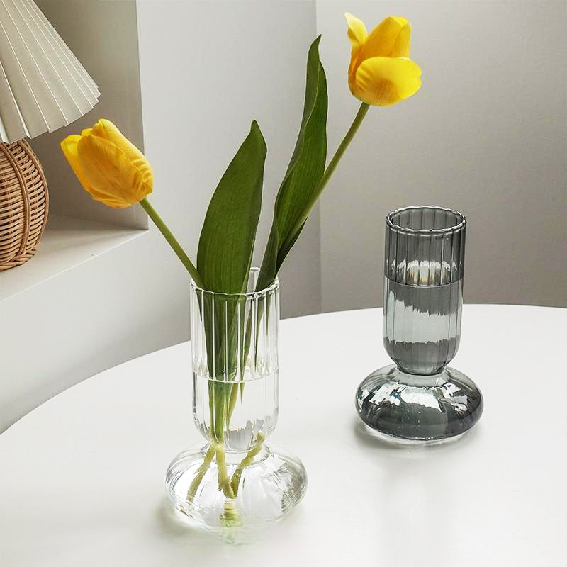 Striped cylindrical glass vase | Stornfield