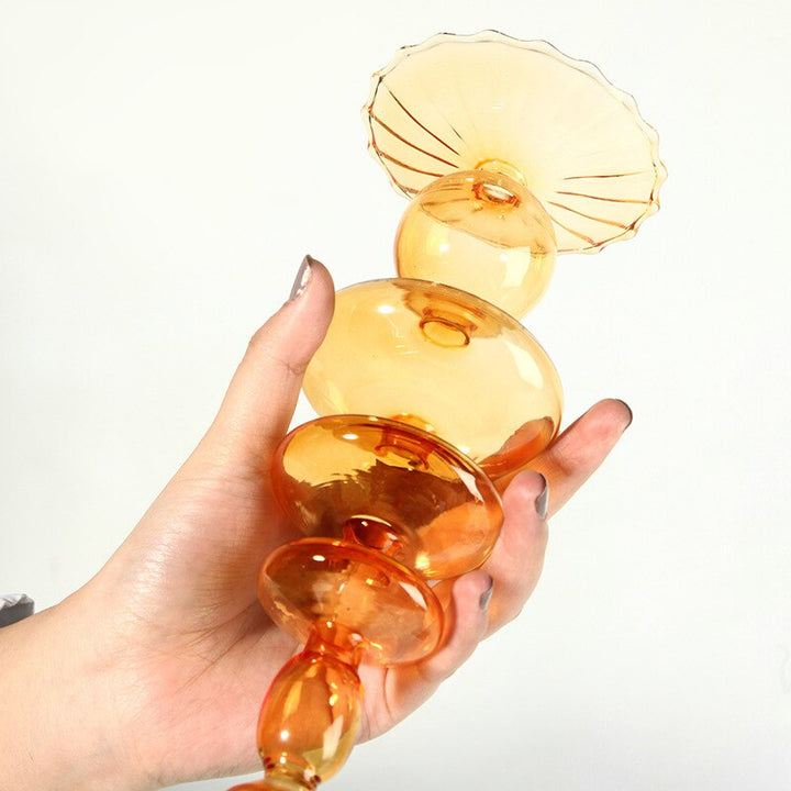 Modern Glass Candle Holders - Orange | Stornfield