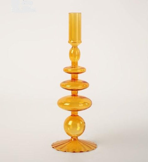 Modern Glass Candle Holders - Orange | Stornfield