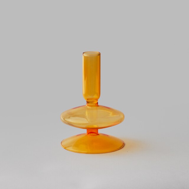 Modern Glass Candle Holders - Orange | Stornfield