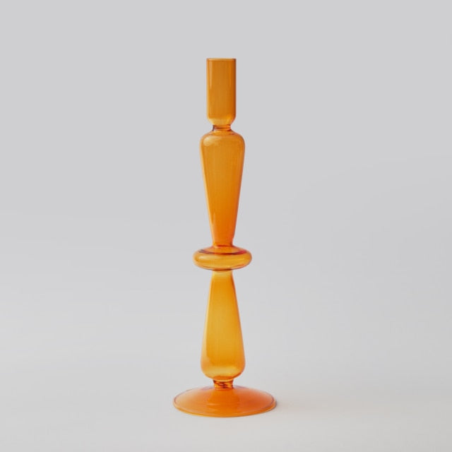 Modern Glass Candle Holders - Orange | Stornfield