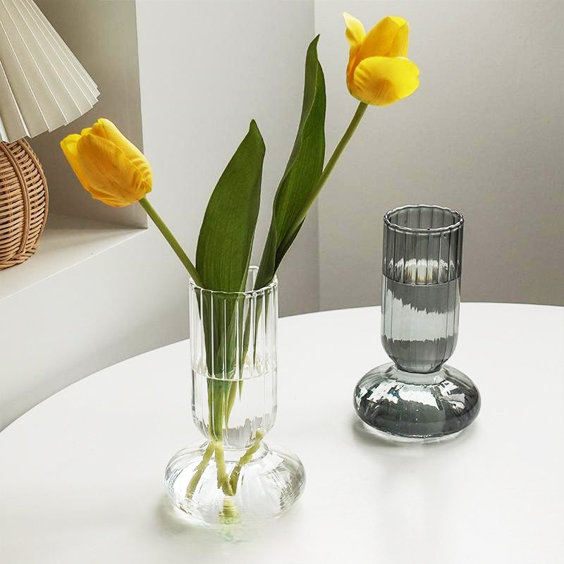 Striped cylindrical glass vase | Stornfield