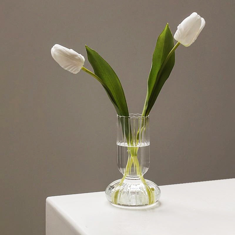 Striped cylindrical glass vase | Stornfield