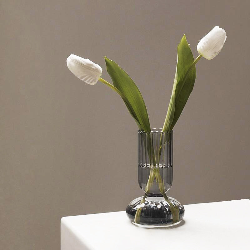 Striped cylindrical glass vase | Stornfield