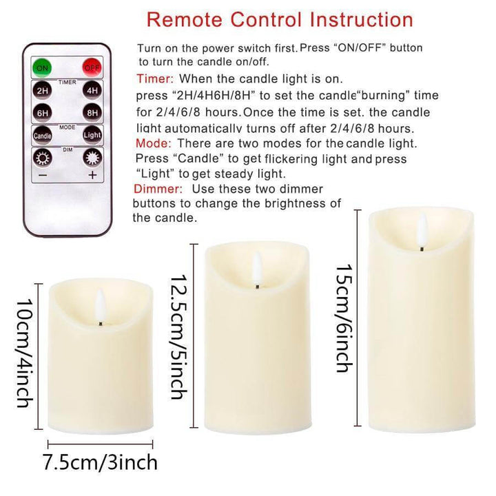 3pcs Remote Control LED Flameless Candle | Stornfield