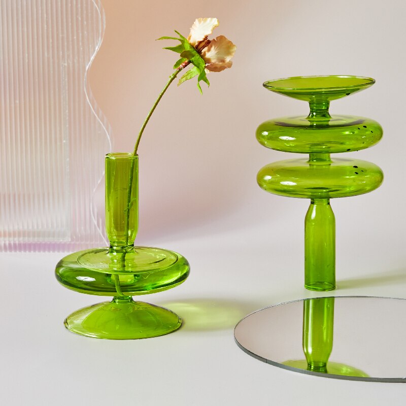 Modern Glass Candleholder-Lime | Stornfield