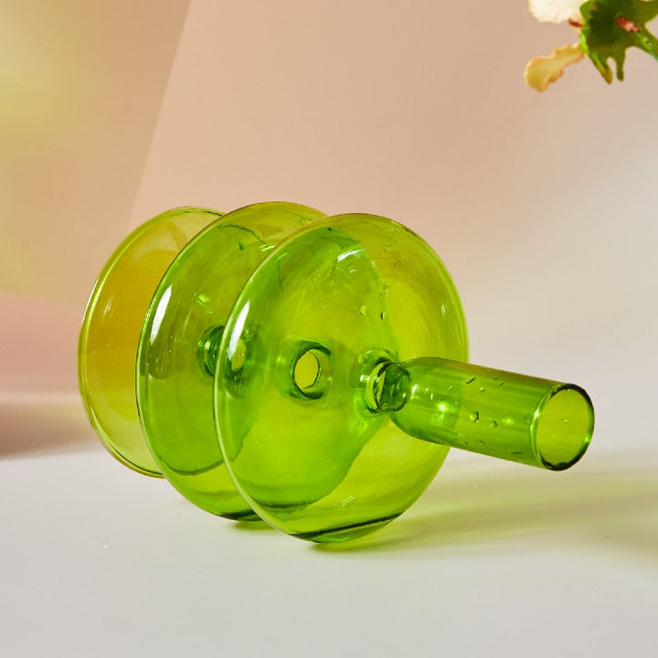 Modern Glass Candleholder-Lime | Stornfield