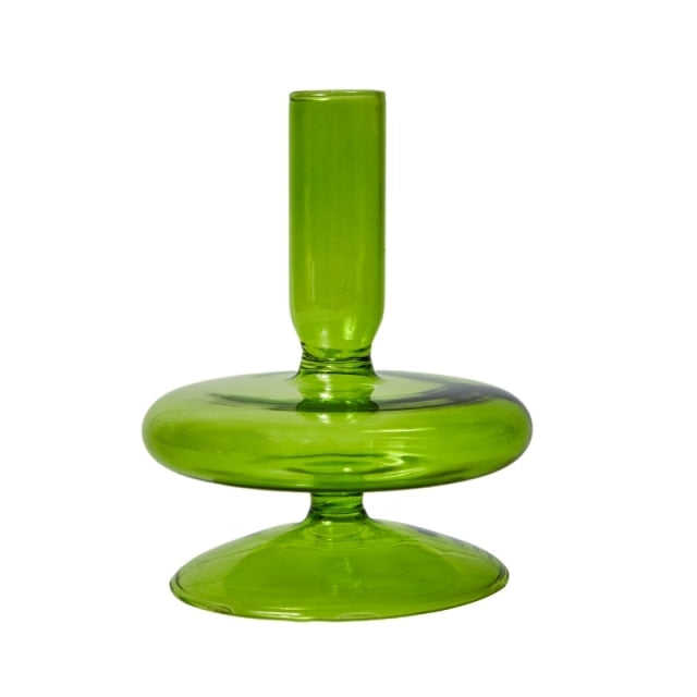 Modern Glass Candleholder-Lime | Stornfield